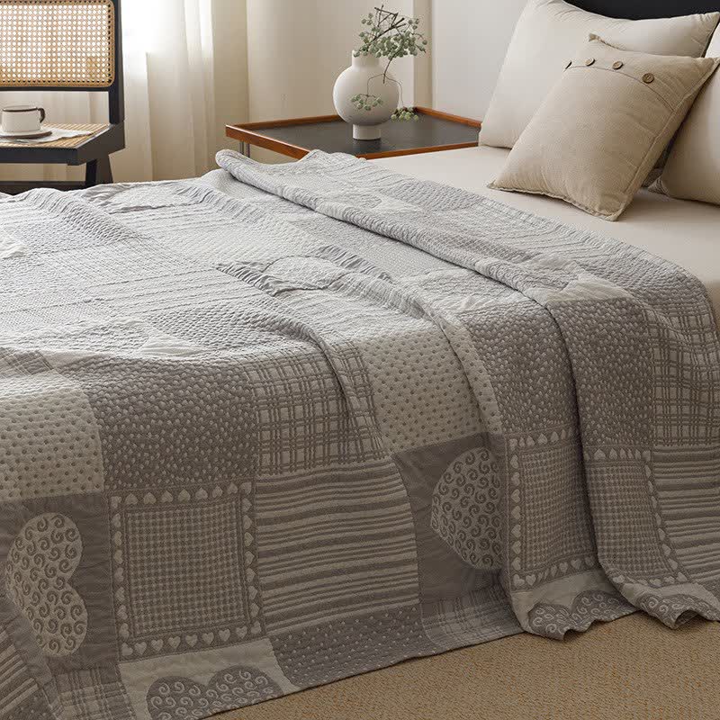 Ownkoti Patchwork Style Heart Cotton Gauze Quilt Blanket - image 3