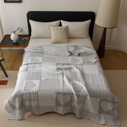 Ownkoti Patchwork Style Heart Cotton Gauze Quilt Blanket - image 2