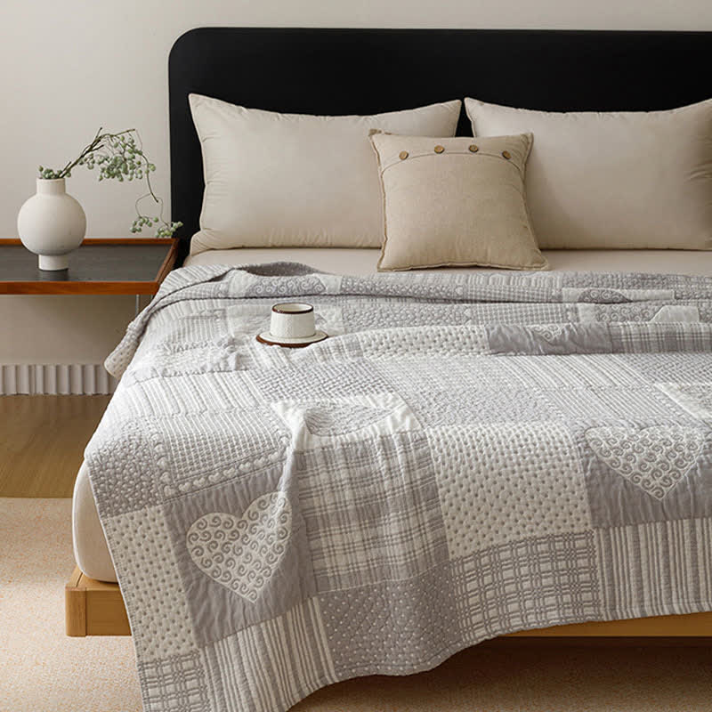 Ownkoti Patchwork Style Heart Cotton Gauze Quilt Blanket - image 4