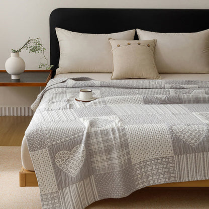 Ownkoti Patchwork Style Heart Cotton Gauze Quilt Blanket - image 4