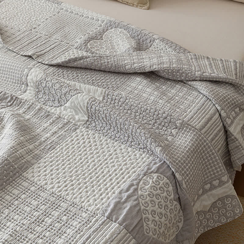 Ownkoti Patchwork Style Heart Cotton Gauze Quilt Blanket - image 6