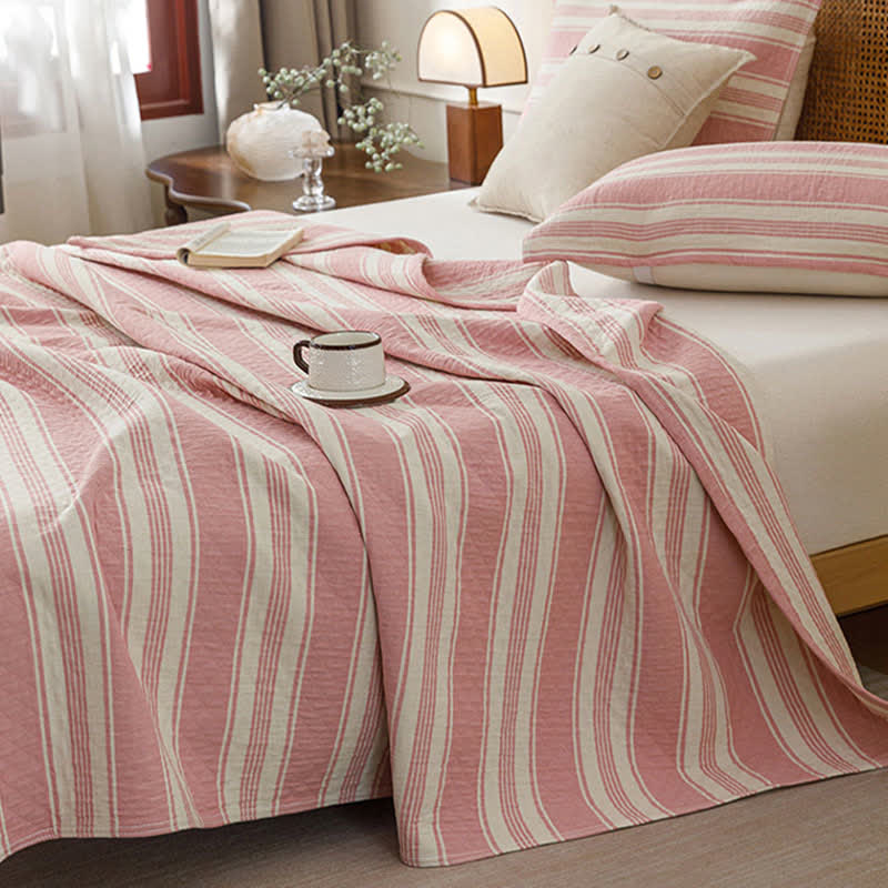 Ownkoti Minimalist Striped Cotton Gauze Quilt Blanket - image 3