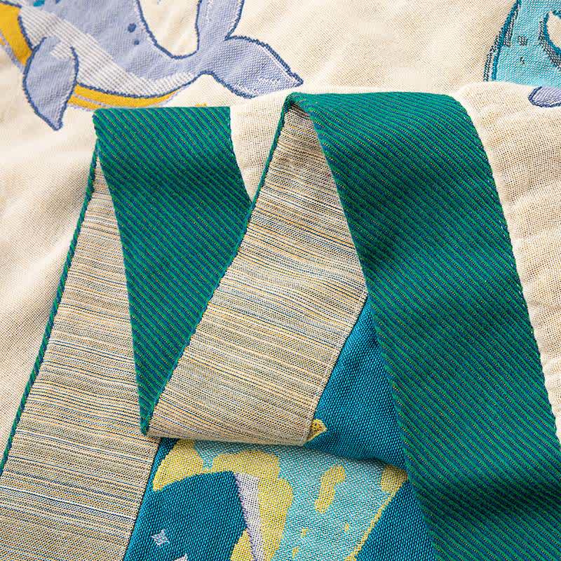 Ownkoti Ocean Whale Dolphin Cotton Quilt Blanket - image 6