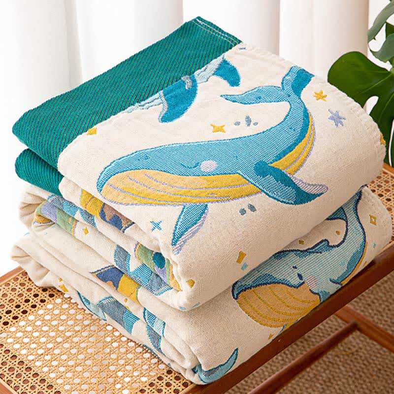 Ownkoti Ocean Whale Dolphin Cotton Quilt Blanket - image 5