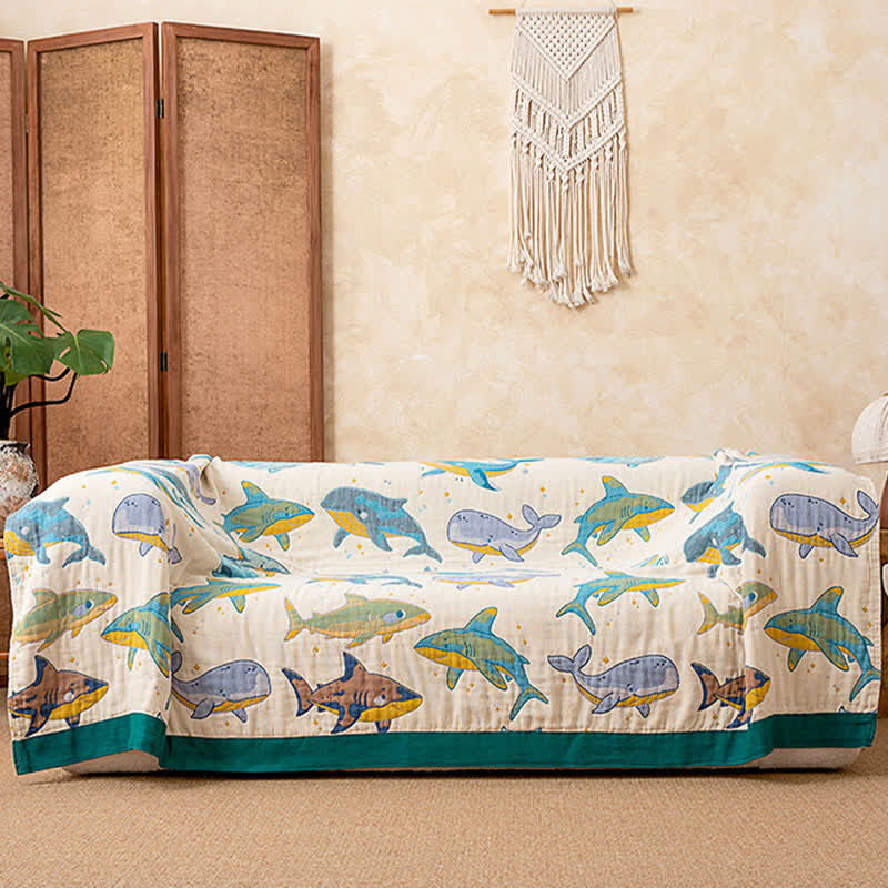 Ownkoti Ocean Whale Dolphin Cotton Quilt Blanket - image 2