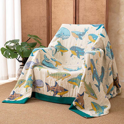 Ownkoti Ocean Whale Dolphin Cotton Quilt Blanket - image 4