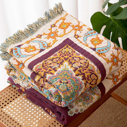 Ownkoti Retro Ethnic Tassel Cotton Blanket - image 2