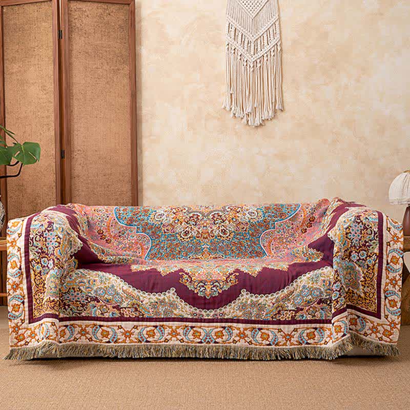 Ownkoti Retro Ethnic Tassel Cotton Quilt Blanket - image 3