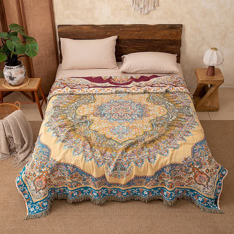 Ownkoti Retro Ethnic Tassel Cotton Quilt Blanket - image 1