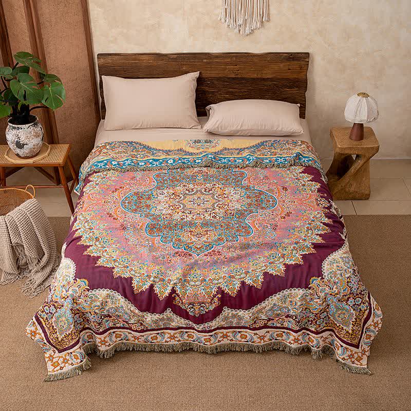Ownkoti Retro Ethnic Tassel Cotton Quilt Blanket - King - image 0