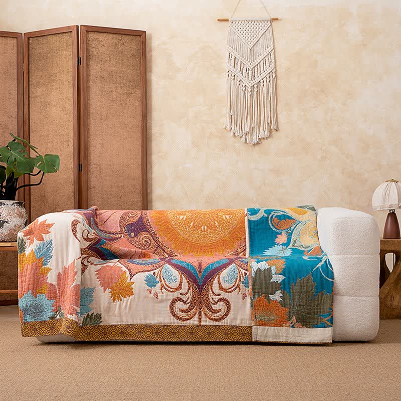 Ownkoti Retro Style Floral Cotton Blanket - image 3