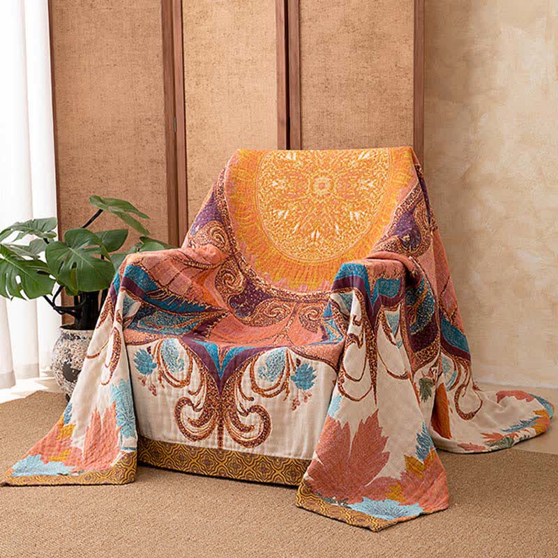 Ownkoti Retro Style Floral Cotton Blanket - 90"W x 98"L - image 0