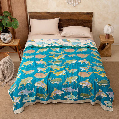 Ownkoti Ocean Whale Dolphin Cotton Blanket - image 5