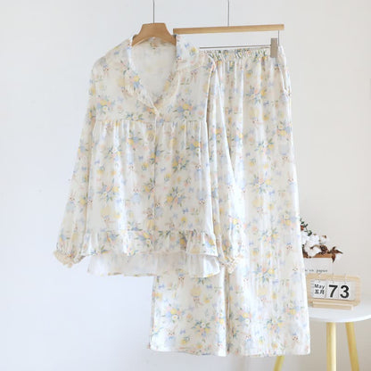 Ownkoti Bunny & Floral Cotton Gauze Pajama Set - Beige - XL - image 0