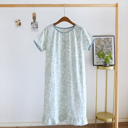Ownkoti Rustic Mushroom & Bunny Cotton Nightgown - Green - XL - image 9