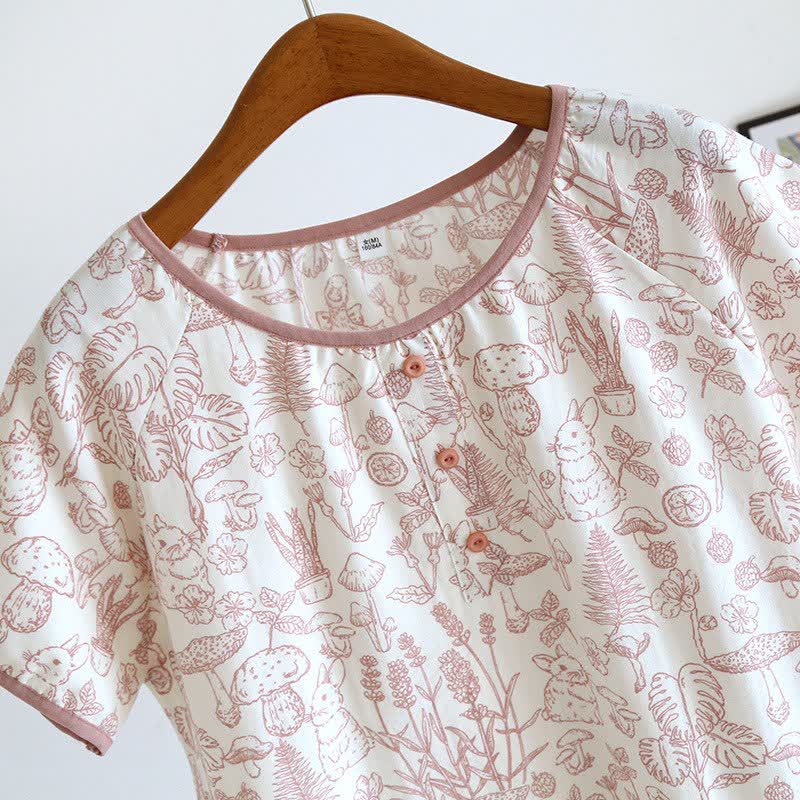 Ownkoti Rustic Mushroom & Bunny Cotton Nightgown - image 4