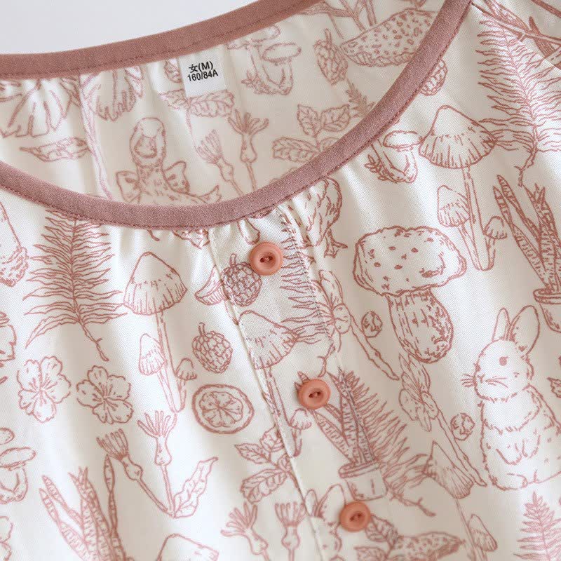 Ownkoti Rustic Mushroom & Bunny Cotton Nightgown - image 5
