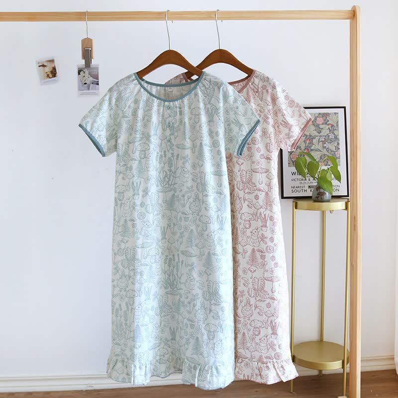 Ownkoti Rustic Mushroom & Bunny Cotton Nightgown - image 1