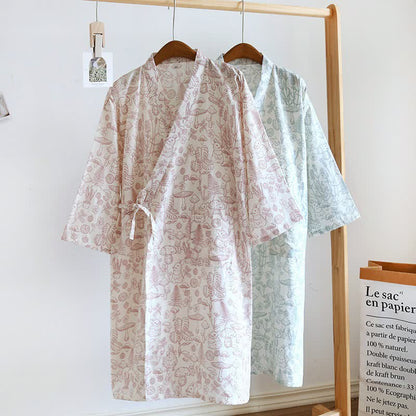Ownkoti Mushroom & Bunny Cotton Gauze Kimono Robe - image 0