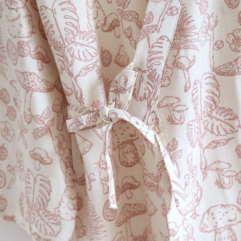 Ownkoti Mushroom & Bunny Cotton Gauze Kimono Robe - image 9