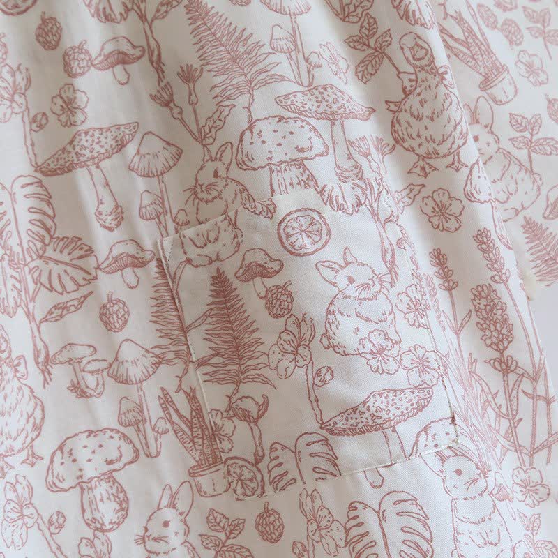 Ownkoti Mushroom & Bunny Cotton Gauze Kimono Robe - image 8
