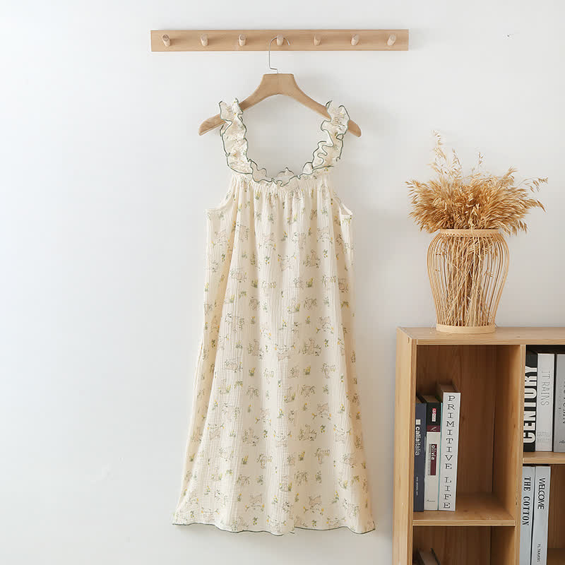 Ownkoti Cotton Ruffle Bunny Cami Nightgown - Beige - XL - image 0