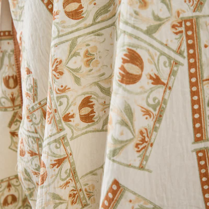 Ownkoti Vintage Pattern Ruffled Collar Side-Tie Nightgown - image 6