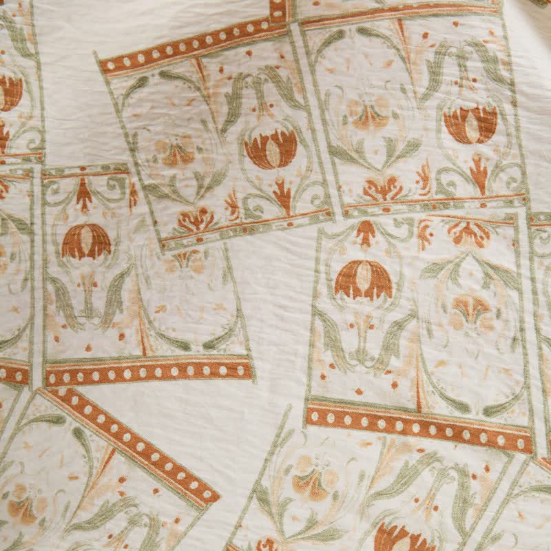 Ownkoti Vintage Pattern Ruffled Collar Side-Tie Nightgown - image 5