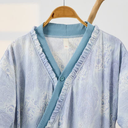 Ownkoti Artistic Vintage Ruffled Collar Side-Tie Nightgown - image 1