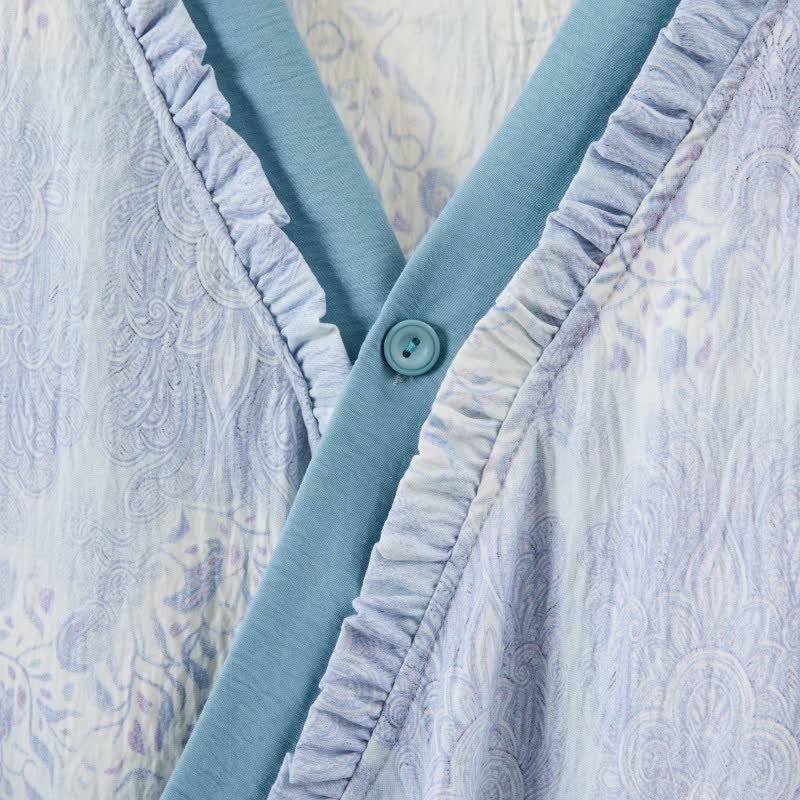 Ownkoti Artistic Vintage Ruffled Collar Side-Tie Nightgown - image 4