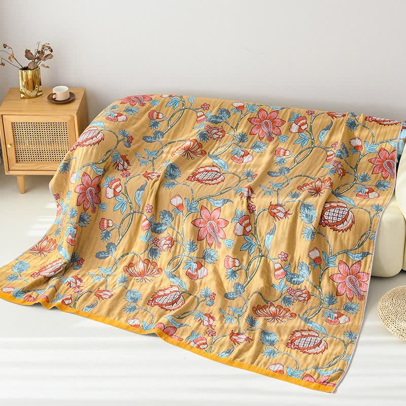 Ownkoti Artistic Floral Pure Cotto Blanket - 90"W x 98"L - image 0