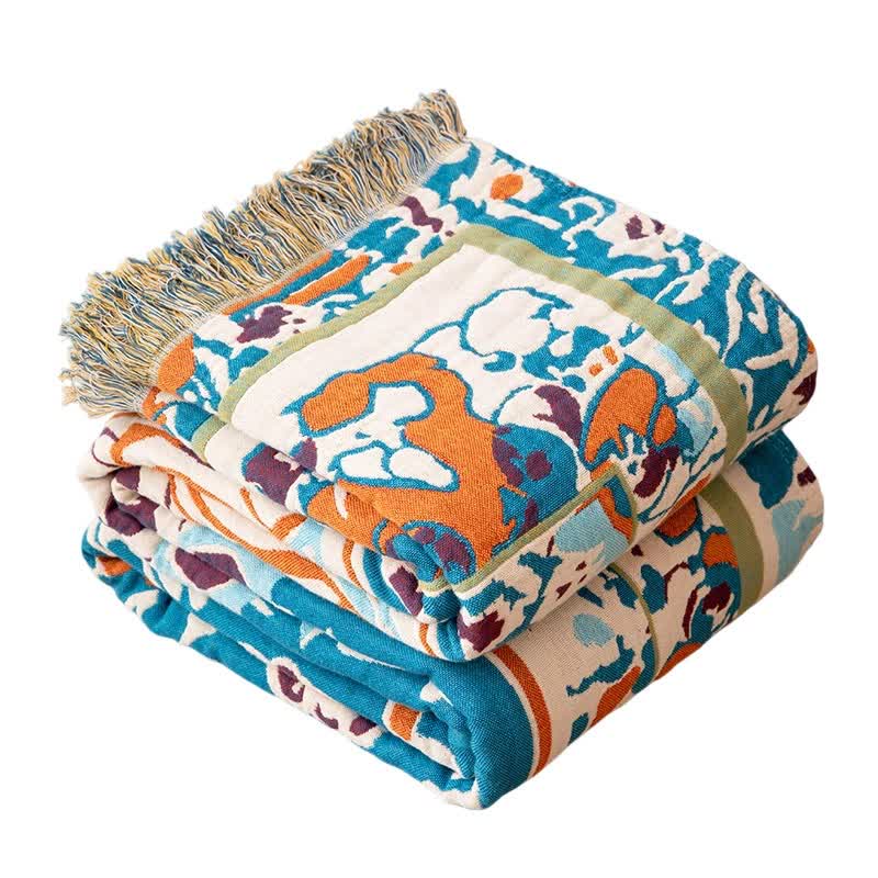 Ownkoti Retro Blue Pure Cotton Blanket - image 1
