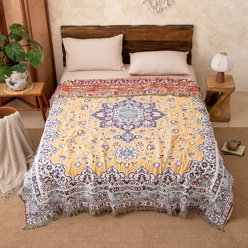 Ownkoti Vintage Floral Cotton Tassel Quilt Blanket - image 1