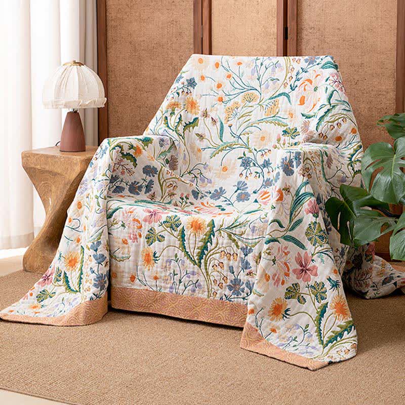 Ownkoti Botanical Floral Pure Cotton Blanket - 90"W x 98"L - image 0