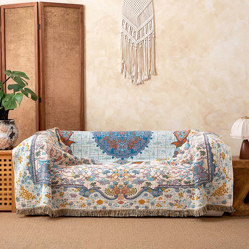 Ownkoti Vintage Style Cotton Tassel Blanket - image 1