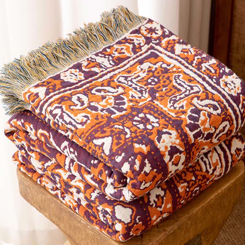 Ownkoti Vintage Floral Cotton Tassel Blanket - image 2