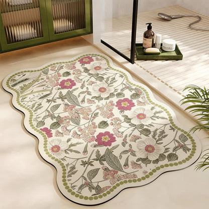 Ownkoti Vintage Floral Diatom Mud Bath Mat - Rectangle - 23" x 35" - image 0