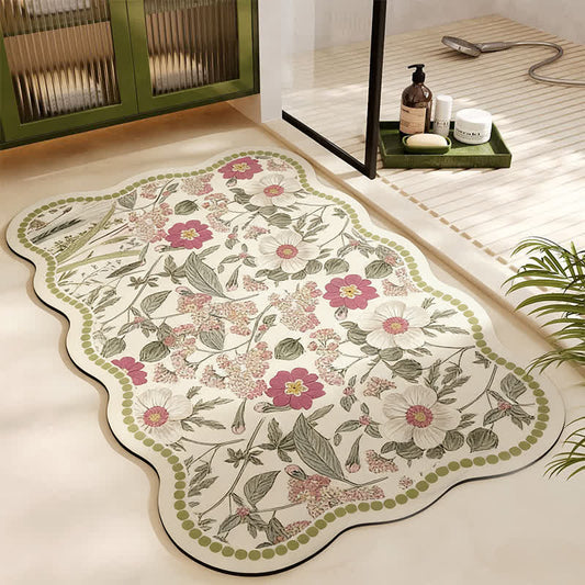 Ownkoti Vintage Floral Diatom Mud Bath Mat - Rectangle - 23" x 35" - image 0