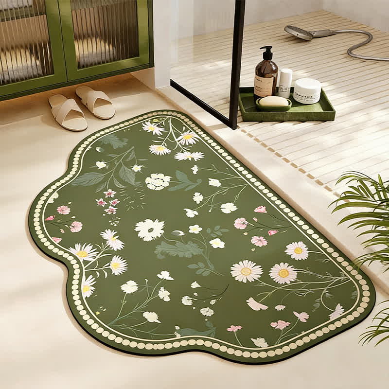 Ownkoti Vintage Wildflower Diatom Mud Bath Mat - Trapezoid - 23" x 35" - image 2