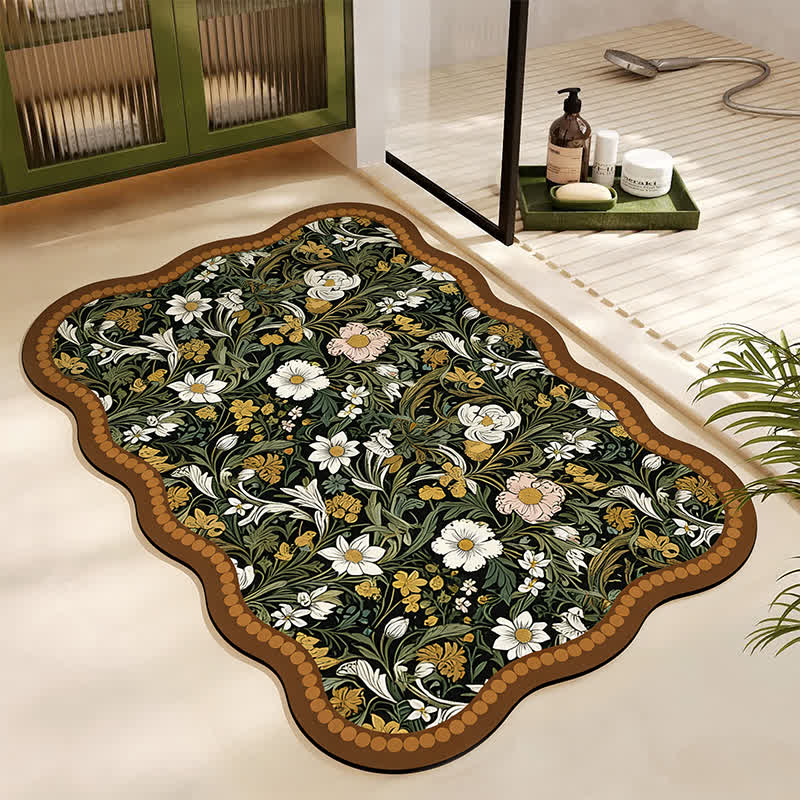 Ownkoti Art Inspired Floral Diatom Mud Bath Mat - Rectangle - 23" x 35" - image 0