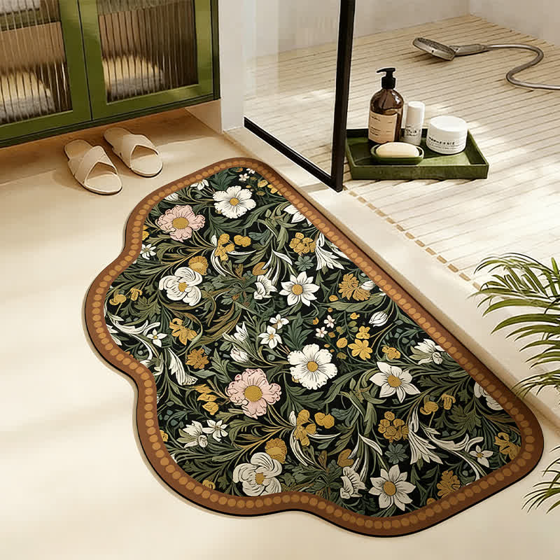 Ownkoti Art Inspired Floral Diatom Mud Bath Mat - Trapezoid - 23" x 35" - image 2