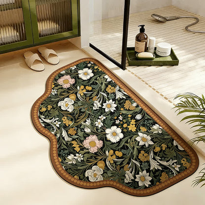 Ownkoti Art Inspired Floral Diatom Mud Bath Mat - Trapezoid - 23" x 35" - image 2