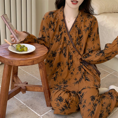 Ownkoti Ruffled Neck Leaf Print Pajama Set - image 6