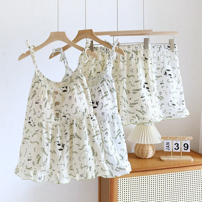 Ownkoti Cat & Leaf Pure Cotton Sleeveless Pajamas - image 0