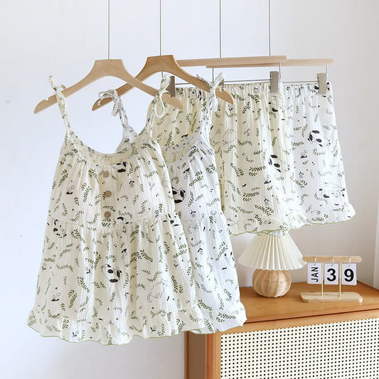 Ownkoti Cat & Leaf Pure Cotton Sleeveless Pajamas - image 0