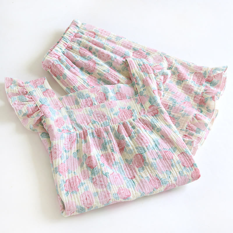 Ownkoti Romantic Floral Cotton Gauze Sleeveless Pajamas - image 1
