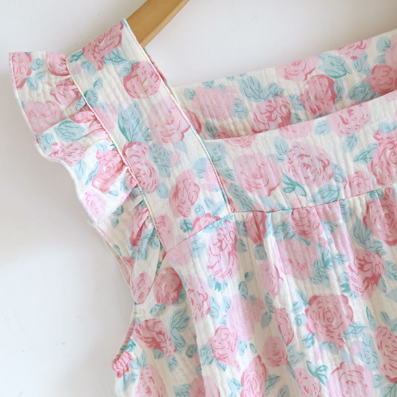 Ownkoti Romantic Floral Cotton Gauze Sleeveless Pajamas - image 4