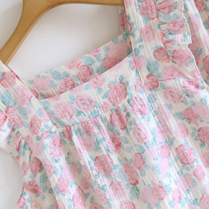 Ownkoti Romantic Floral Cotton Gauze Sleeveless Pajamas - image 3