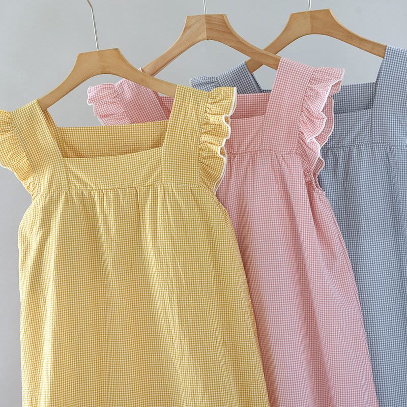 Ownkoti Gingham Flutter Sleeve Cotton Nightgown - image 3