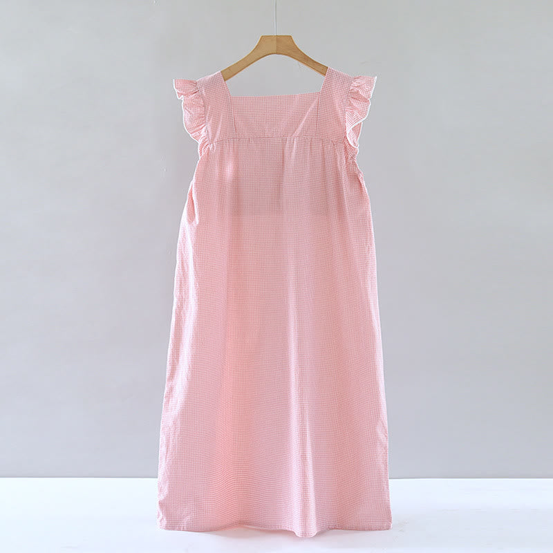 Ownkoti Gingham Flutter Sleeve Cotton Nightgown - image 1